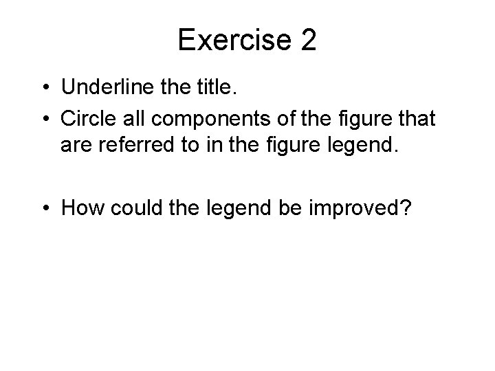 Exercise 2 • Underline the title. • Circle all components of the figure that