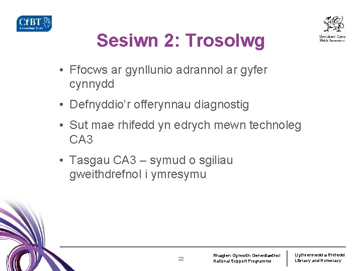 Sesiwn 2: Trosolwg • Ffocws ar gynllunio adrannol ar gyfer cynnydd • Defnyddio’r offerynnau