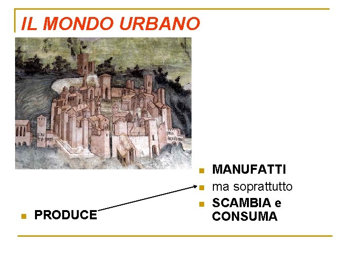 IL MONDO URBANO n n n PRODUCE n MANUFATTI ma soprattutto SCAMBIA e CONSUMA