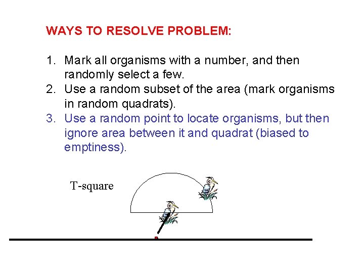 WAYS TO RESOLVE PROBLEM: 1. Mark all organisms with a number, and then randomly