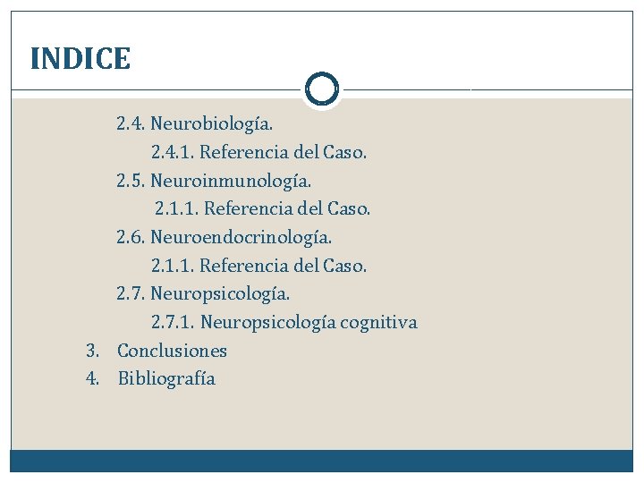 INDICE 2. 4. Neurobiología. 2. 4. 1. Referencia del Caso. 2. 5. Neuroinmunología. 2.