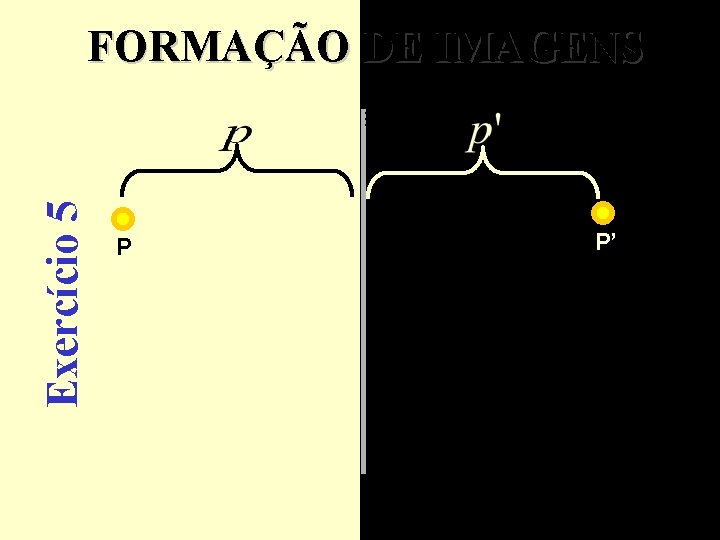 Exercício 5 FORMAÇÃO DE IMAGENS P P’ Exercício 5 FORMAÇÃO DE IMAGENS P P’