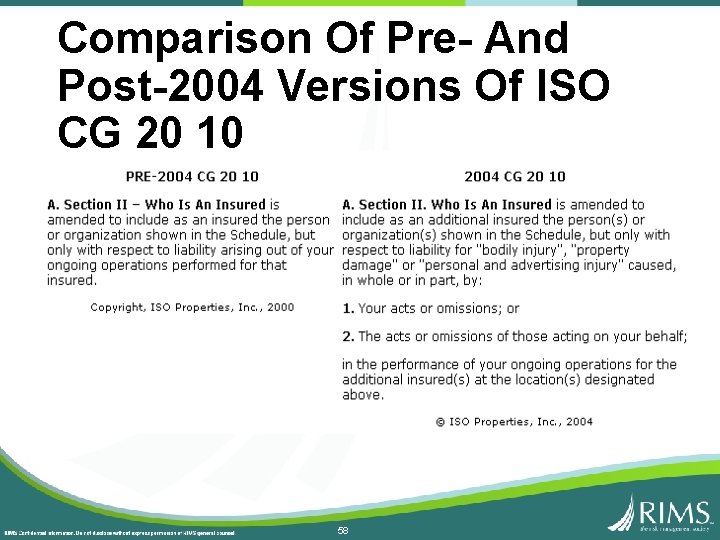 Comparison Of Pre- And Post-2004 Versions Of ISO CG 20 10 58 