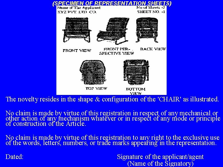 (SPECIMEN OF REPRESENTATION SHEETS) The novelty resides in the shape & configuration of the