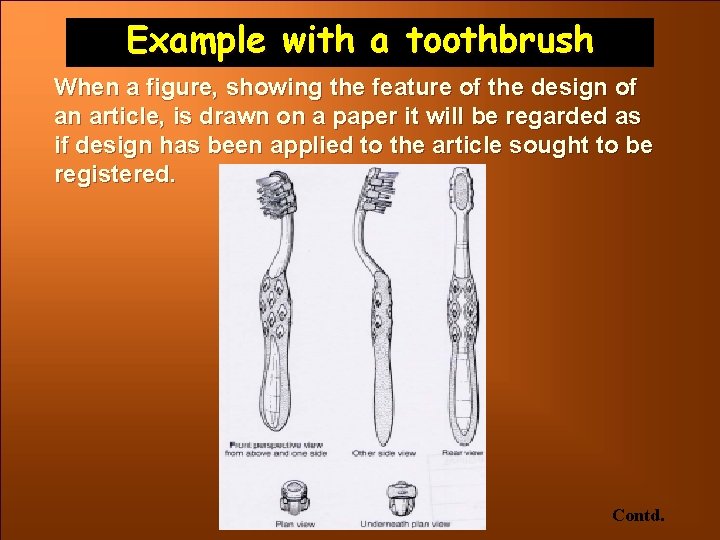 Example with a toothbrush When a figure, showing the feature of the design of