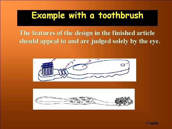 Example with a toothbrush The features of the design in the finished article should