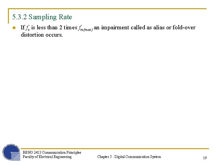 5. 3. 2 Sampling Rate n If fs is less than 2 times fm(max)
