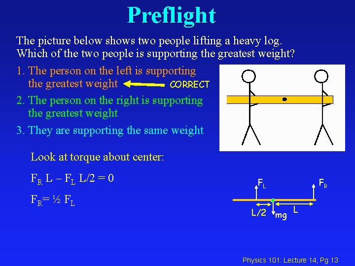 Preflight The picture below shows two people lifting a heavy log. Which of the