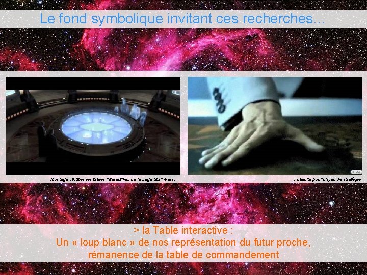 Le fond symbolique invitant ces recherches… Montage : toutes les tables interactives de la