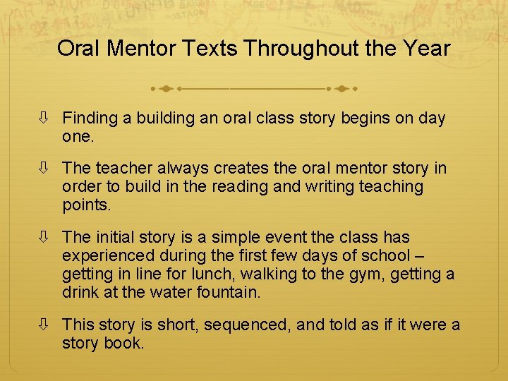Oral Mentor Texts Throughout the Year Finding a building an oral class story begins