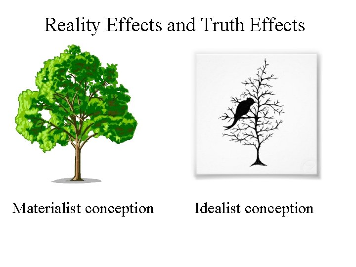 Reality Effects and Truth Effects Materialist conception Idealist conception 