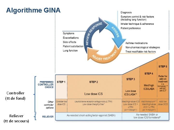Algorithme GINA Controller (tt de fond) Reliever (tt de secours) 