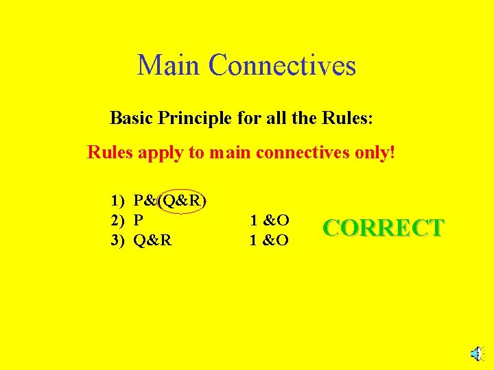 Main Connectives Basic Principle for all the Rules: Rules apply to main connectives only!