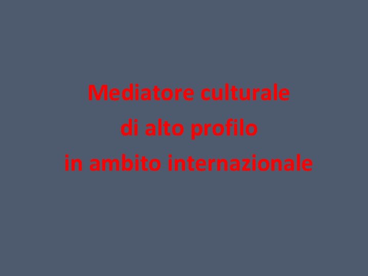 Mediatore culturale di alto profilo in ambito internazionale 