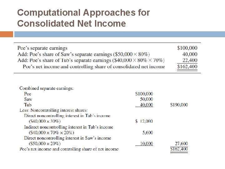 Computational Approaches for Consolidated Net Income Computational Approaches for Consolidated Net Income