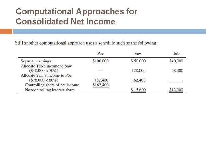 Computational Approaches for Consolidated Net Income Computational Approaches for Consolidated Net Income