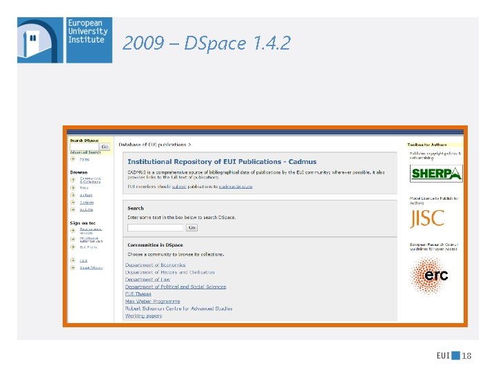 2009 – DSpace 1. 4. 2 18 