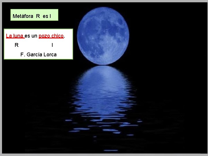 Metáfora R es I La luna es un pozo chico. R I F. García