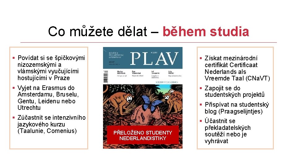 Co můžete dělat – během studia § Povídat si se špičkovými nizozemskými a vlámskými