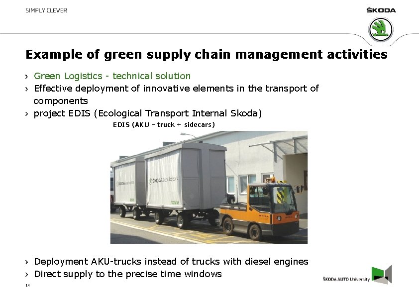 Example of green supply chain management activities Green Logistics - technical solution Effective deployment Example of green supply chain management activities Green Logistics - technical solution Effective deployment