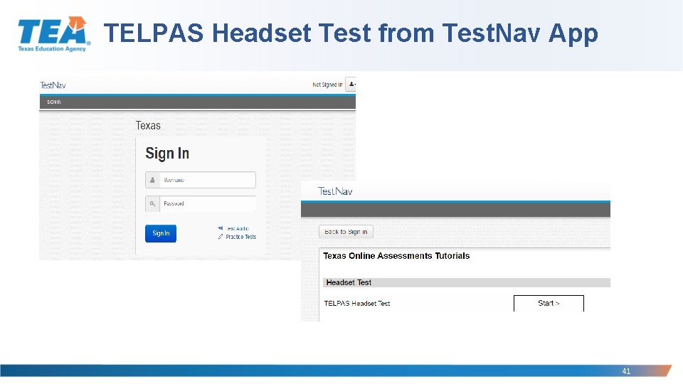 TELPAS Headset Test from Test. Nav App 41 