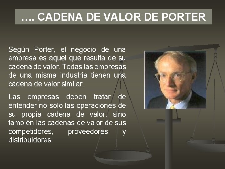 …. CADENA DE VALOR DE PORTER Según Porter, el negocio de una empresa es …. CADENA DE VALOR DE PORTER Según Porter, el negocio de una empresa es