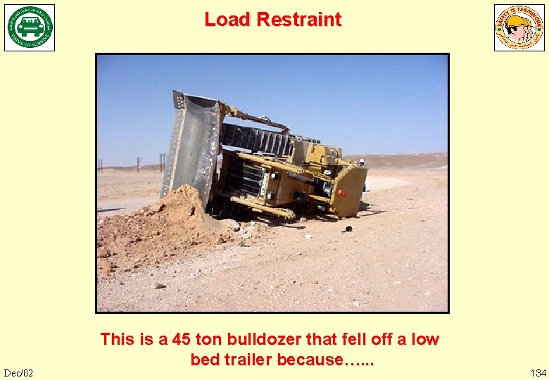 Load Restraint Dec/02 This is a 45 ton bulldozer that fell off a low