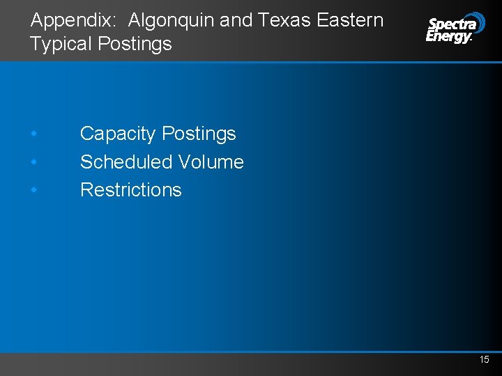 Appendix: Algonquin and Texas Eastern Typical Postings • • • Capacity Postings Scheduled Volume