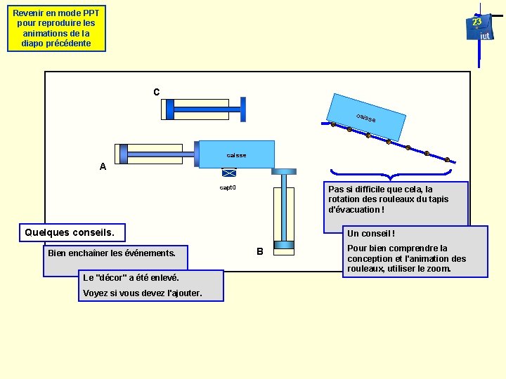 Revenir en mode PPT pour reproduire les animations de la diapo précédente 23 C