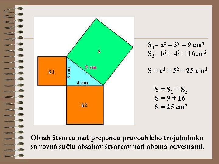 S 1= a 2 = 32 = 9 cm 2 S 2= b 2
