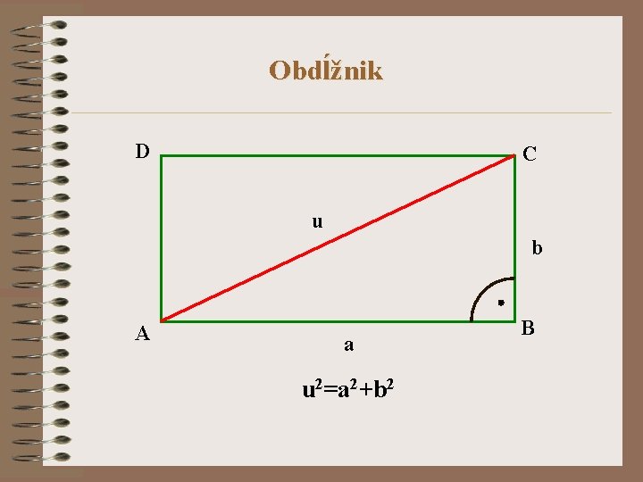 Obdĺžnik D C u b A a u 2=a 2+b 2 B 