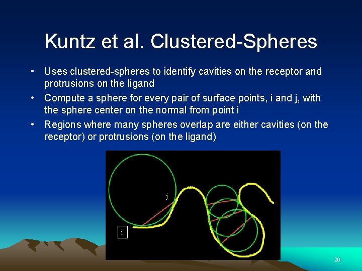 Kuntz et al. Clustered-Spheres • Uses clustered-spheres to identify cavities on the receptor and