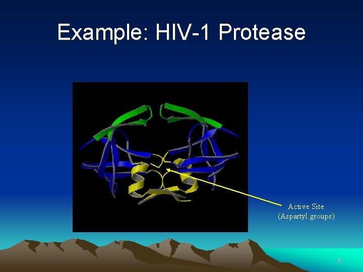 Example: HIV-1 Protease Active Site (Aspartyl groups) 5 