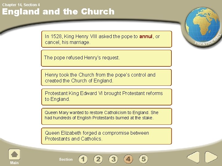 Chapter 14, Section 4 England the Church In 1528, King Henry VIII asked the