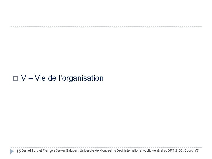  � IV – Vie de l’organisation 15 Daniel Turp et François Xavier Saluden,