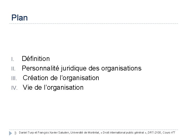 Plan I. III. IV. 3 Définition Personnalité juridique des organisations Création de l’organisation Vie