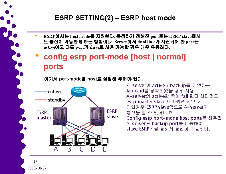 ESRP SETTING(2) – ESRP host mode • • ESRP에서는 host mode를 지원한다. 특정하게 정해진