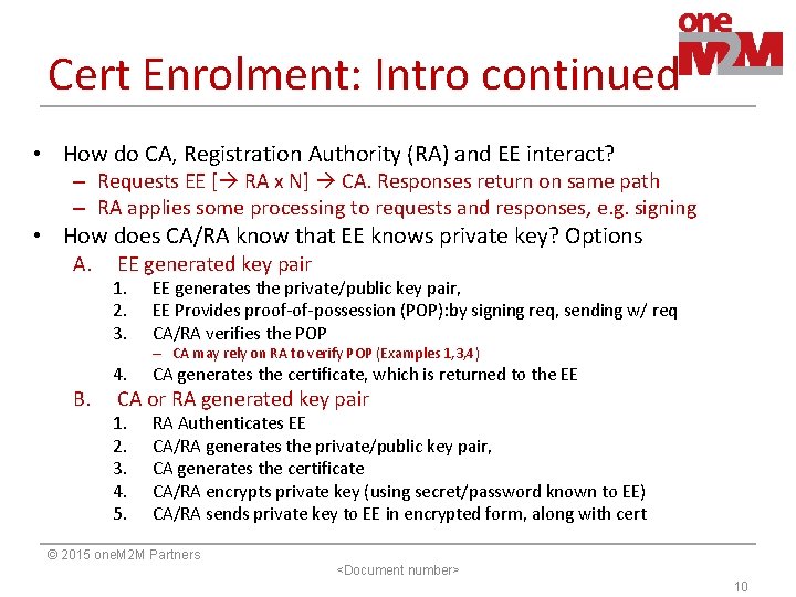 Cert Enrolment: Intro continued • How do CA, Registration Authority (RA) and EE interact?
