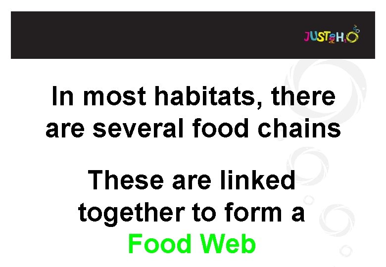 In most habitats, there are several food chains These are linked together to form