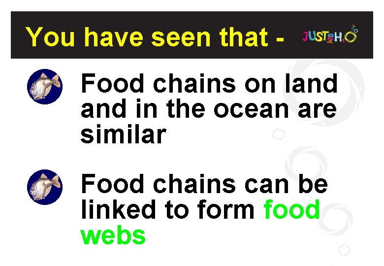 You have seen that Food chains on land in the ocean are similar Food