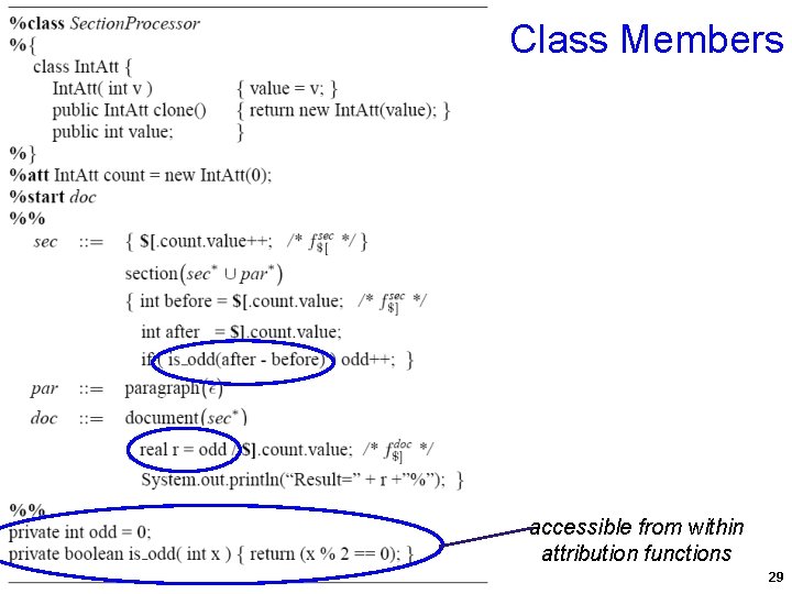 Class Members accessible from within attribution functions 29 Class Members accessible from within attribution functions 29
