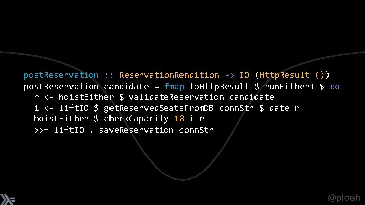 post. Reservation : : Reservation. Rendition -> IO (Http. Result ()) post. Reservation candidate