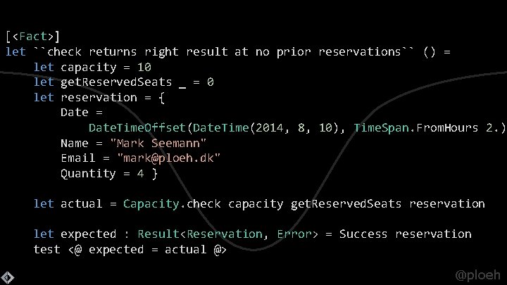 [<Fact>] let ``check returns right result at no prior reservations`` () = let capacity