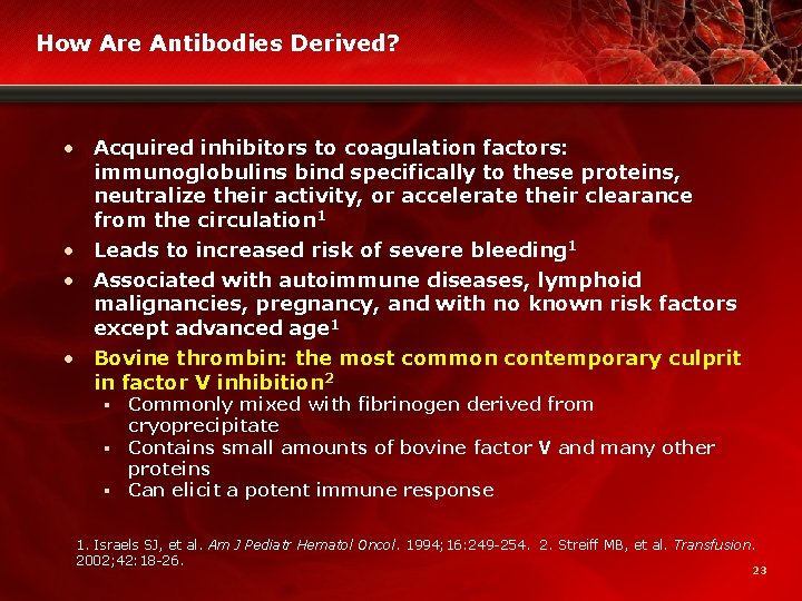 How Are Antibodies Derived? • Acquired inhibitors to coagulation factors: immunoglobulins bind specifically to