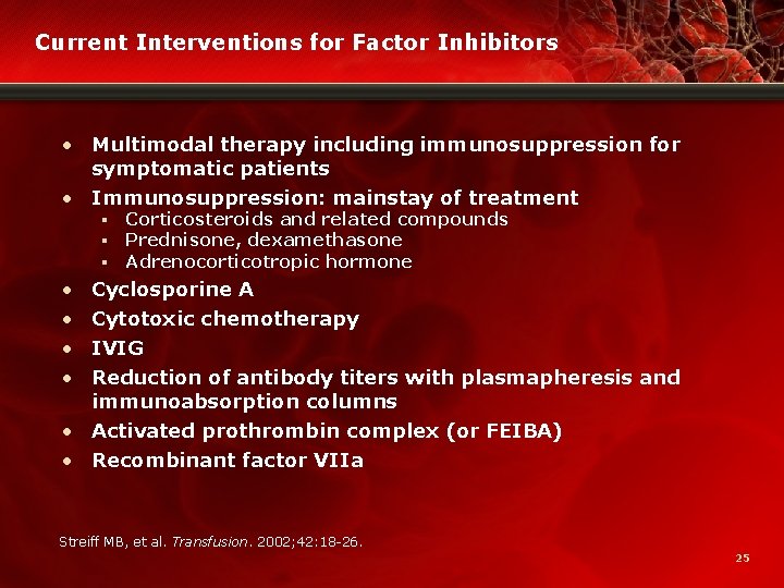 Current Interventions for Factor Inhibitors • Multimodal therapy including immunosuppression for symptomatic patients •