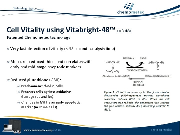 Cell Vitality using Vitabright-48™ (VB-48) Patented Chemometec technology Very fast detection of vitality (<