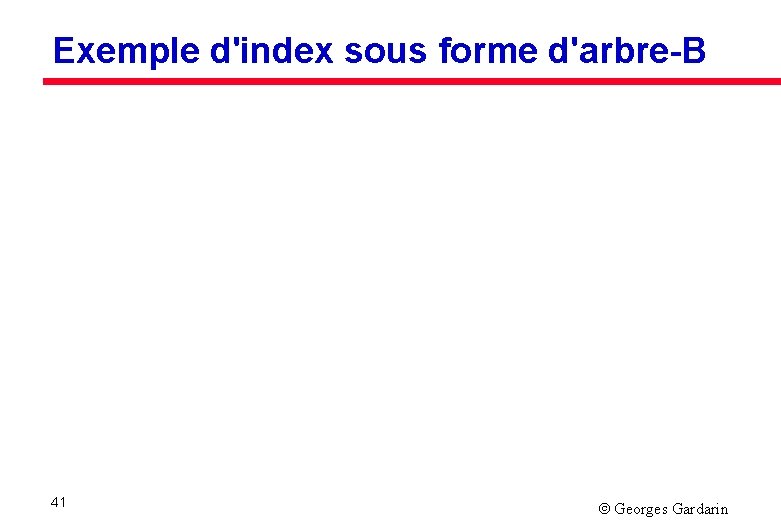 Exemple d'index sous forme d'arbre-B 41 Georges Gardarin 