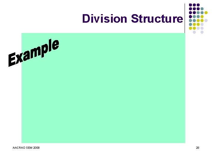 Division Structure AACRAO SEM 2008 28 