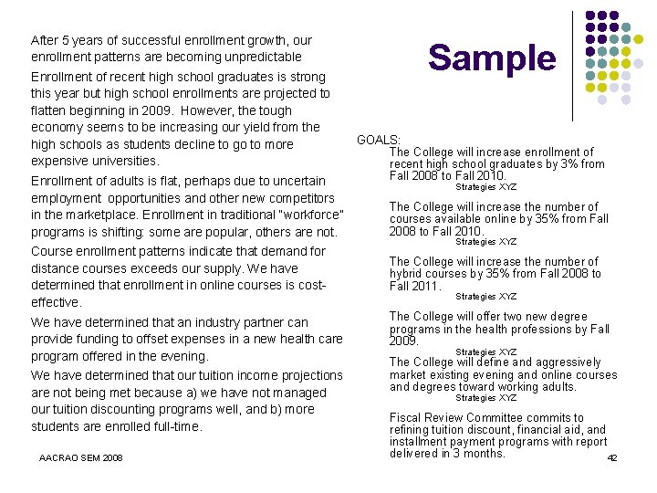 After 5 years of successful enrollment growth, our enrollment patterns are becoming unpredictable Enrollment