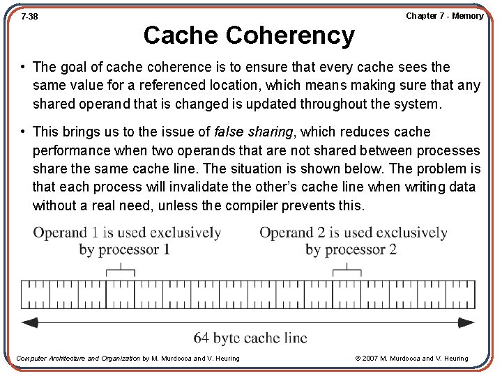 Chapter 7 - Memory 7 -38 Cache Coherency • The goal of cache coherence